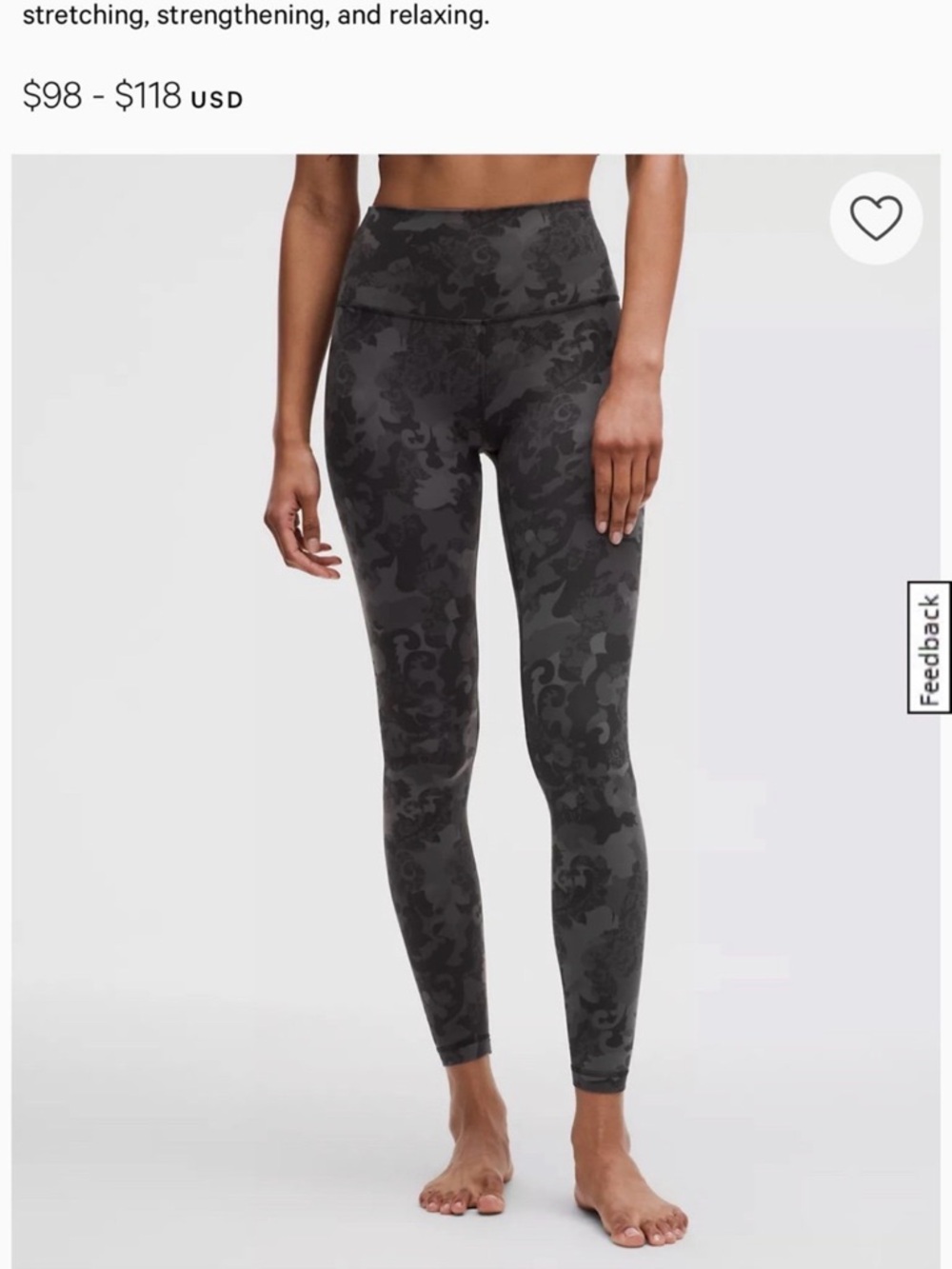 lululemon athletica Dark Gray Floral High-Rise Leggings